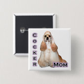 Buff Cocker Mama Spaniel; Cocker Spanische Mama Button (Vorne & Hinten)