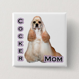 Buff Cocker Mama Spaniel; Cocker Spanische Mama Button
