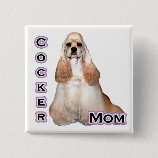 Buff Cocker Mama Spaniel; Cocker Spanische Mama Button (Vorderseite)