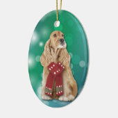 Buff Cocker Spaniel Dog Bokeh Weihnachten Keramik Ornament (Links)