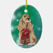 Buff Cocker Spaniel Dog Bokeh Weihnachten Keramik Ornament (Vorne)