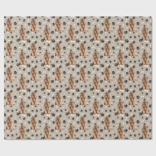 Buff Cocker Spaniel Dog Paw Prints Jeden Anlaß Geschenkpapier (Flach)