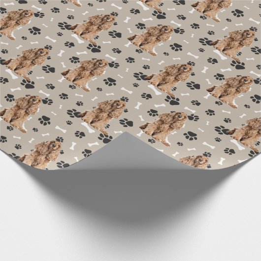 Buff Cocker Spaniel Dog Paw Prints Jeden Anlaß Geschenkpapier (Ecke)