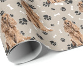 Buff Cocker Spaniel Dog Paw Prints Jeden Anlaß Geschenkpapier (Rolleneckpunkt)