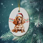 Buff Cocker Spanische Weihnachtsmannmütze Holiday  Keramik Ornament