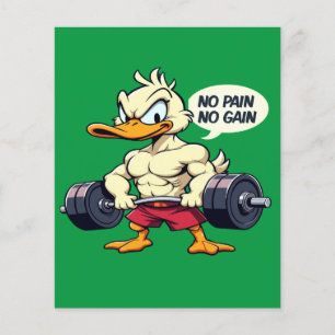 Buff Duck No Pain No Gain Gym Workout Cartoon