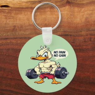 Buff Duck No Pain No Gain Gym Workout Cartoon Schlüsselanhänger