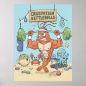 Buff-Garnelen-Gym-Poster - Lustiger Strand-Kunst-D Poster (Vorne)