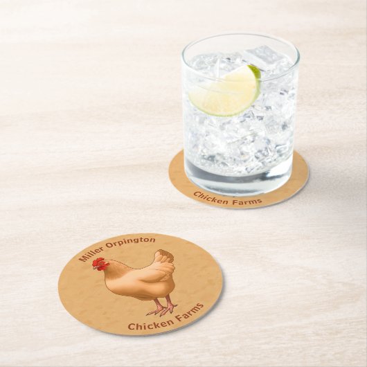 Buff Orpington Chicken Henne Runder Pappuntersetzer (Vor Ort)