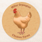 Buff Orpington Chicken Henne Runder Pappuntersetzer (Vorderseite)