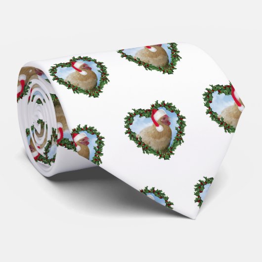 Buff Orpington Chicken in Heart Wreath Christmas Krawatte (Gerollt)