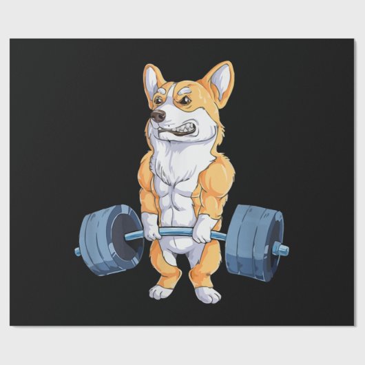 Buff Power Korgi Bodybuilder Geschenkpapier (Flach)