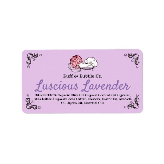 Buff puff Seifenspulschale Badsalze handgefertigte Adressaufkleber (Vorne)