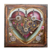 Buff Red Heart Steampunk Serie Fliese (Vorderseite)