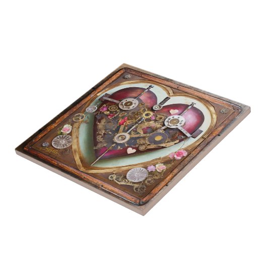 Buff Red Heart Steampunk Serie Fliese (Seite)