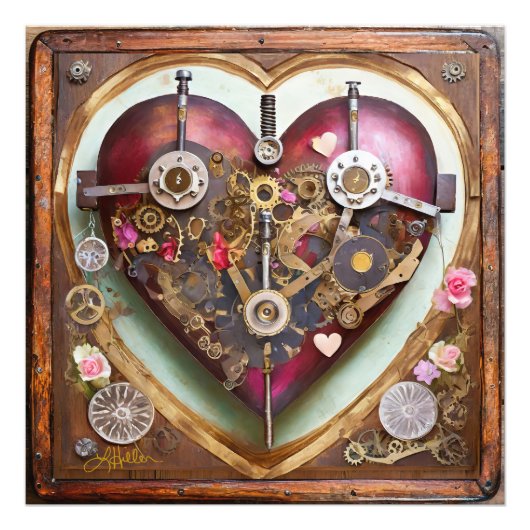 Buff Red Heart Steampunk Serie Fotodruck (Vorne)
