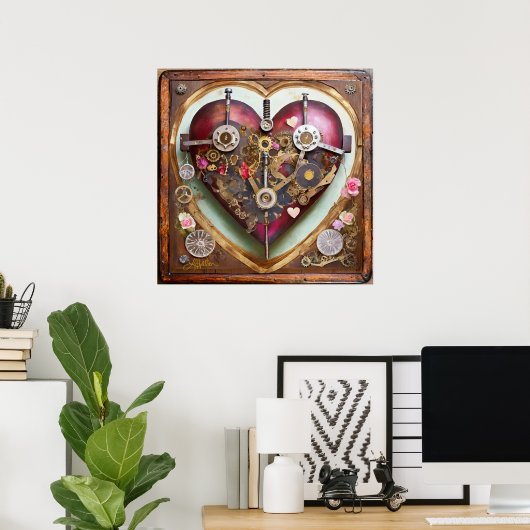 Buff Red Heart Steampunk Serie Poster (Heimbüro)