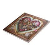 Buff Rot Herz Steampunk-Serie Fliese (Seite)