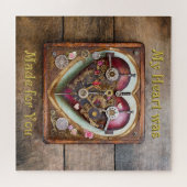 Buff Rot Herz Steampunk-Serie Puzzle (Horizontal)