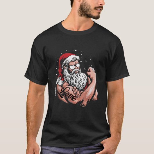 Buff Santa Claus Beard ed Liebe Weihnachten Cool X T-Shirt (Vorderseite)