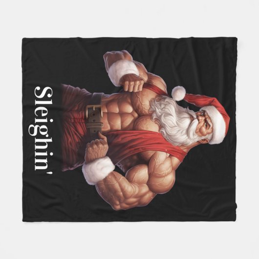 Buff Santa Claus Workout Muscles Gym Fleecedecke (Vorderseite (Horizontal))
