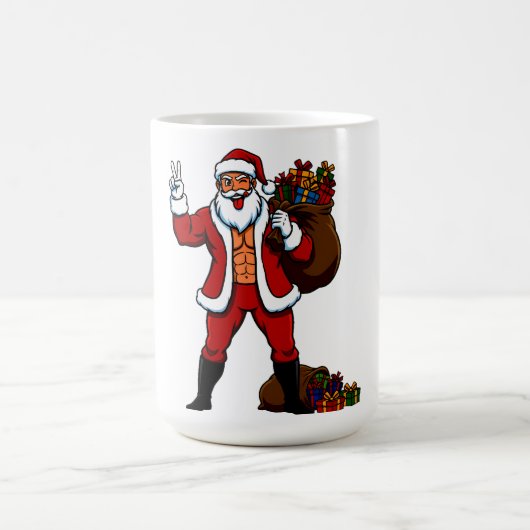 Buff Santa Friedenszeichen! Gerissene Abs und lust Kaffeetasse (Mittel)