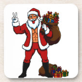 Buff Santa Peace Sign! Ripped Abs & Funny Christma Getränkeuntersetzer (Vorderseite)