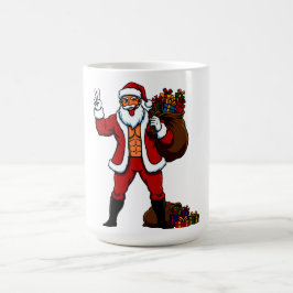 Buff Santa Peace Sign! Ripped Abs & Funny Christma Kaffeetasse