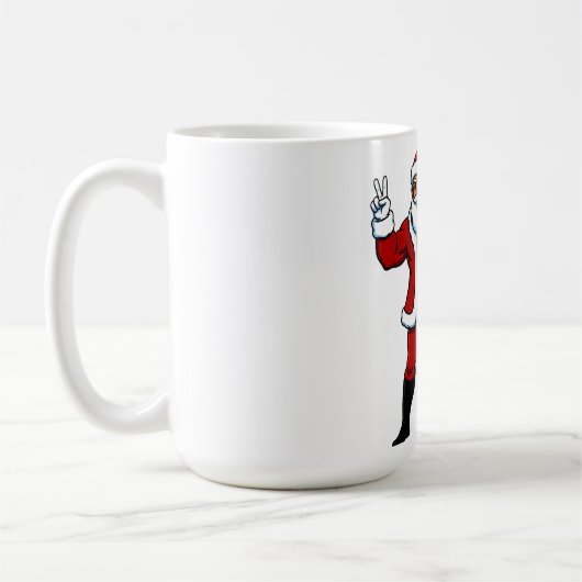 Buff Santa Peace Sign! Ripped Abs & Funny Christma Kaffeetasse (Links)