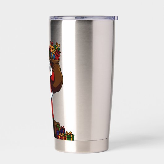 Buff Santa Peace Sign! Ripped Abs & Funny Christma Thermobecher (Links)