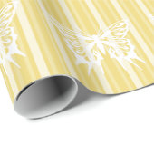 Buff Viktorianisch Strip mit Schmetterling Geschenkpapier (Rolleneckpunkt)