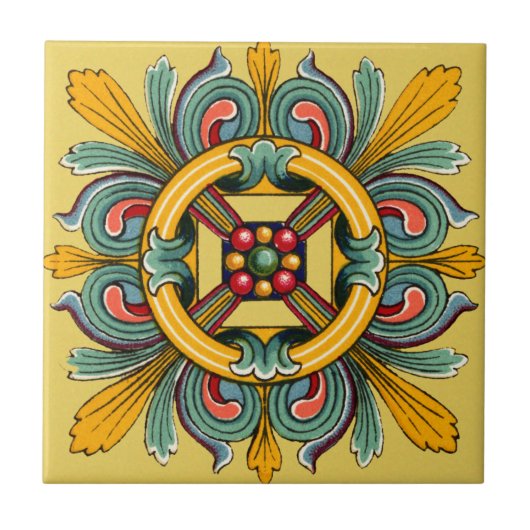 Buff Viktorianisch Tile Design Fliese (Vorderseite)