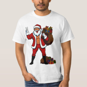 Buff Weihnachtsmann Friedenszeichen! Gerissene Abs T-Shirt
