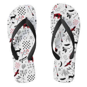 Buffalo Adventures Black and Red Kariert ID599 Badesandalen