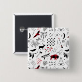 Buffalo Adventures Black and Red Kariert ID599 Button (Vorne & Hinten)