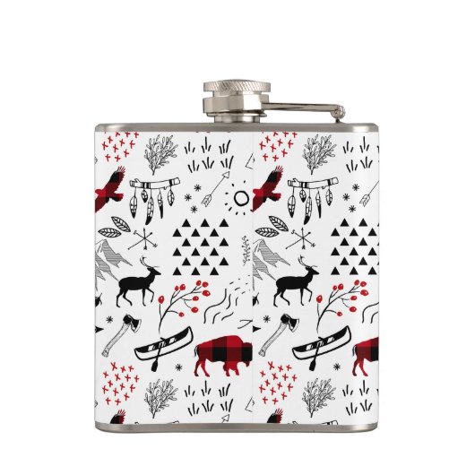 Buffalo Adventures Black and Red Kariert ID599 Flachmann (Rückseite)