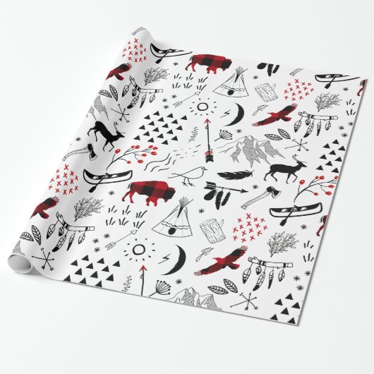 Buffalo Adventures Black and Red Kariert ID599 Geschenkpapier (Ungerollt)