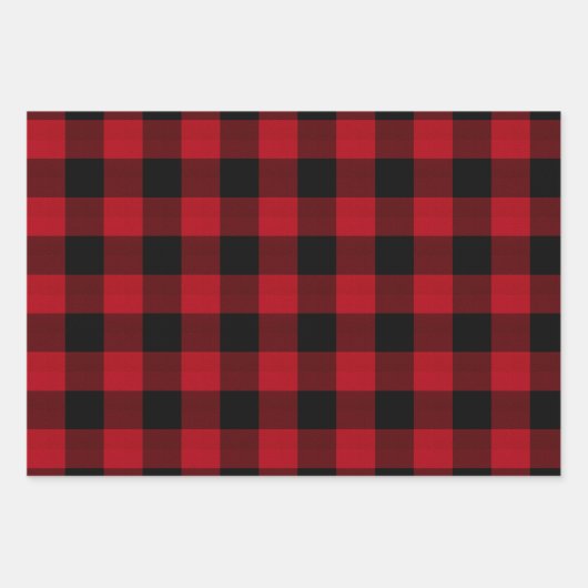 Buffalo Adventures Black and Red Kariert ID599 Geschenkpapier Set (Vorderseite)