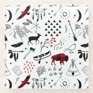 Buffalo Adventures Black and Red Kariert ID599 Glasuntersetzer