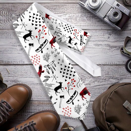 Buffalo Adventures Black and Red Kariert ID599 Krawatte