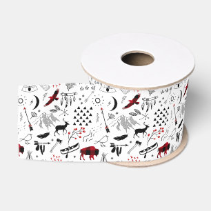 Buffalo Adventures Black and Red Kariert ID599 Ripsband