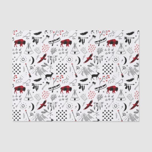 Buffalo Adventures Black and Red Kariert ID599 Seidenpapier (Vorderseite)