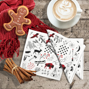 Buffalo Adventures Black and Red Kariert ID599 Serviette