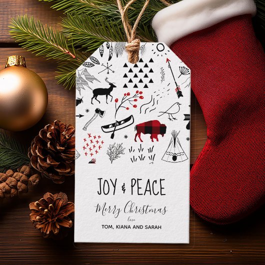 Buffalo Adventures Black & Red Kariert ID599 Geschenkanhänger