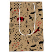 Buffalo Adventures Pattern Label Red/Kraft ID599 Mittlere Geschenktüte (Rückseite)