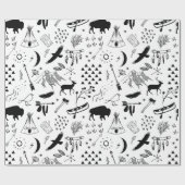 Buffalo Adventures Pattern Schwarz ID599 Geschenkpapier (Flach)