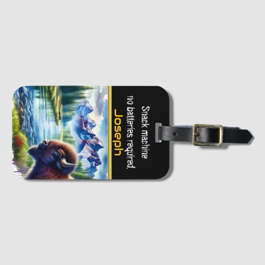 Buffalo am ruhigen Fluss in der Dusk Gepäckanhänger (Vorderseite (Horizontal))