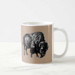 Buffalo American Bison Vintag Wood Gravur Tasse