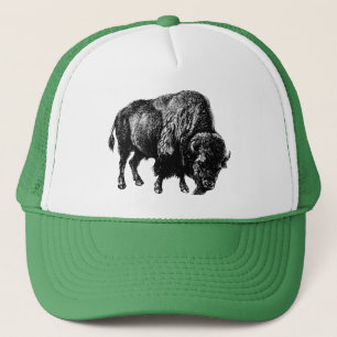 Buffalo American Bison Vintag Wood Gravur Truc Truckerkappe
