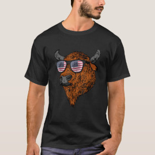 Buffalo American Flag USA Nationalpark Bison T-Shirt
